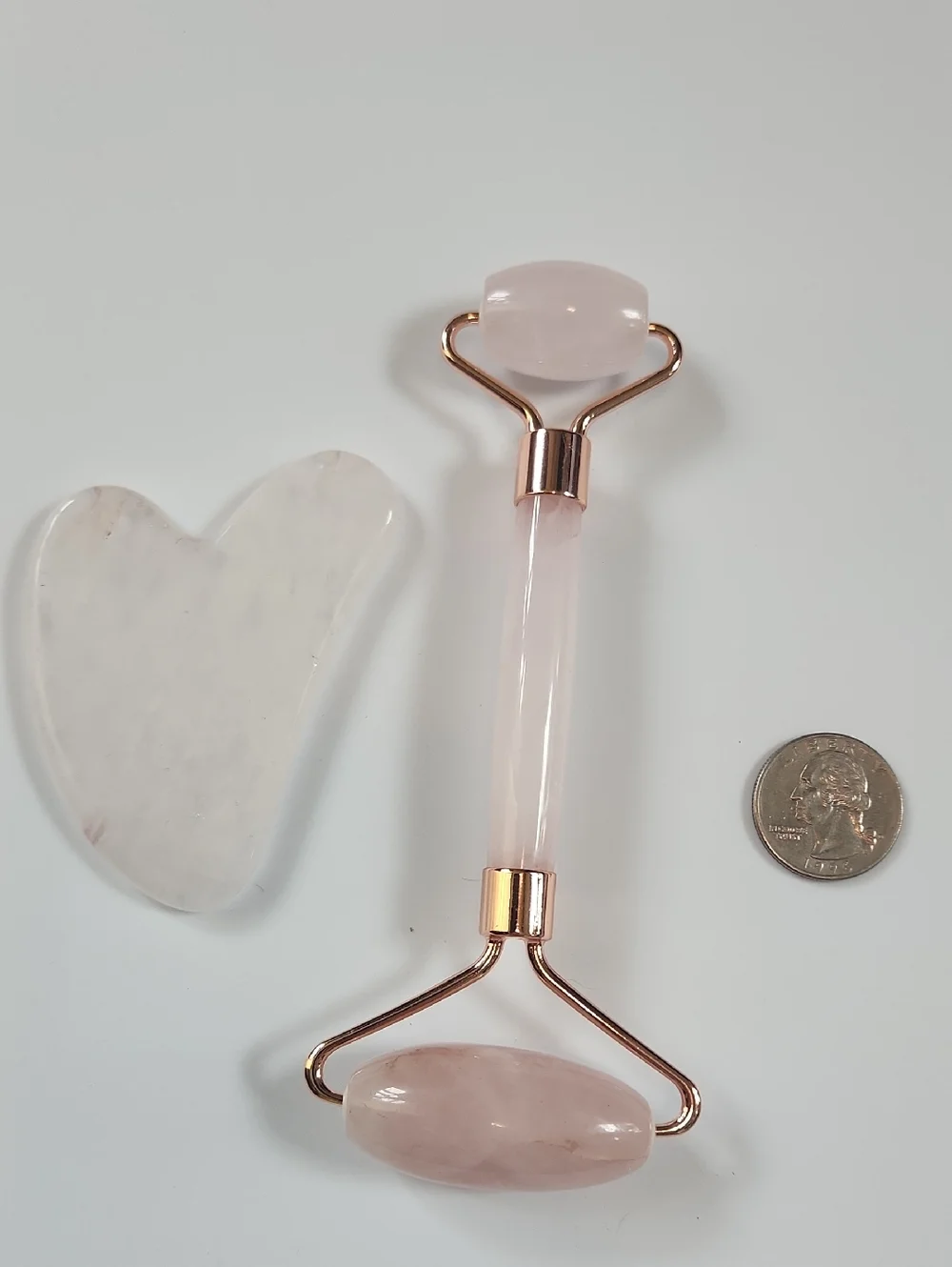 Rose Quartz Facial Roller and Gemstone